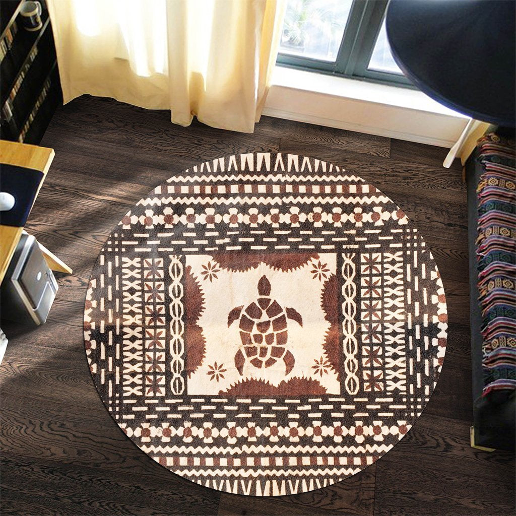 Hawaii Pattern Simple Turtle Round Carpet - AH - Polynesian Pride
