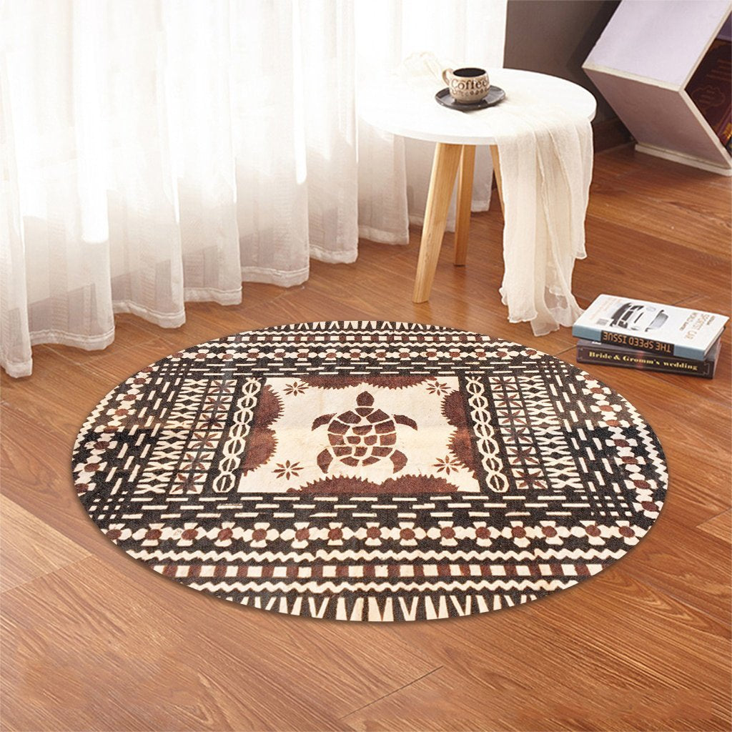 Hawaii Pattern Simple Turtle Round Carpet - AH - Polynesian Pride