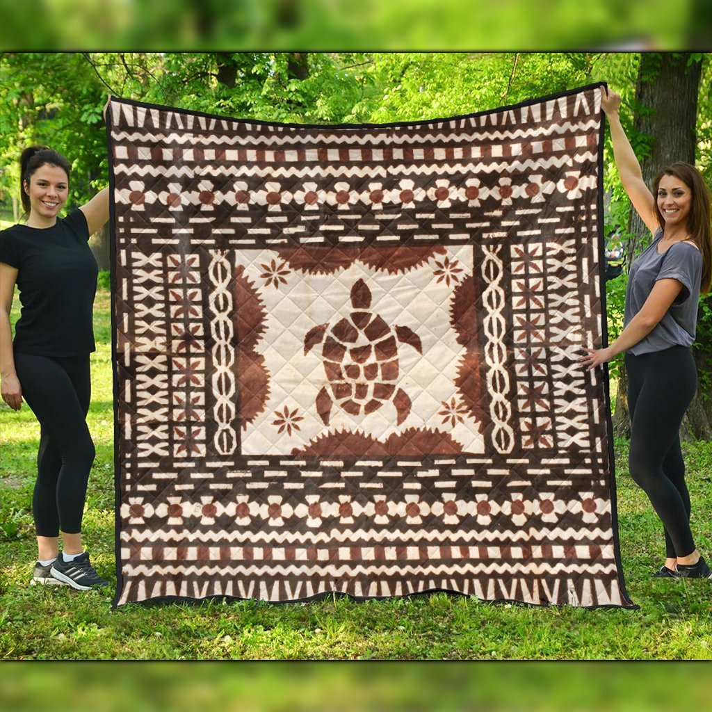 Hawaii Pattern Simple Turtle Premium Quilts - AH Black - Polynesian Pride