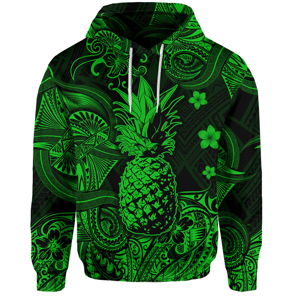 Custom Hawaii Pineapple Polynesian Hoodie Unique Style Green LT8 - Polynesian Pride