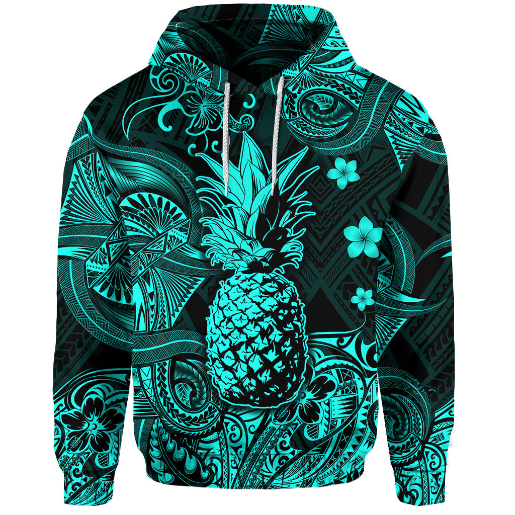 Custom Hawaii Pineapple Polynesian Hoodie Unique Style Turquoise LT8 - Polynesian Pride