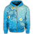 Hawaii Plumeria Deep Blue Turtle Zip Hoodie - Polynesian Pride