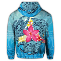 Hawaii Plumeria Deep Sea Circle Turtle Zip Hoodie - Polynesian Pride