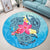 Hawaii Plumeria Deep Sea Circle Turtle Round Carpet - AH - Polynesian Pride