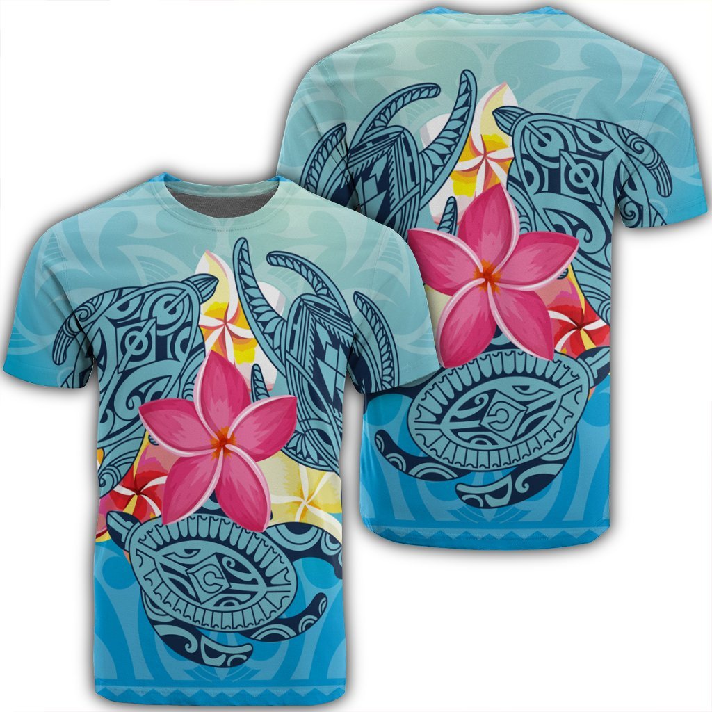 Hawaii Plumeria Deep Sea Circle Turtle T Shirt Unisex Black - Polynesian Pride