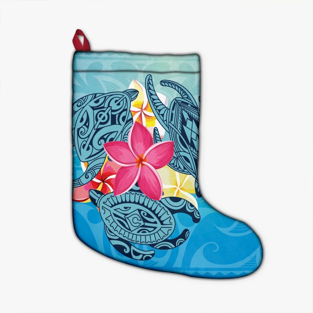 Hawaii Plumeria Deep Sea Circle Turtle Christmas Stocking - AH Christmas Stocking 26 X 42 cm Black - Polynesian Pride