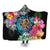 Hawaii Plumeria Hibiscus Wave Turtle Hooded Blanket - AH Hooded Blanket White - Polynesian Pride