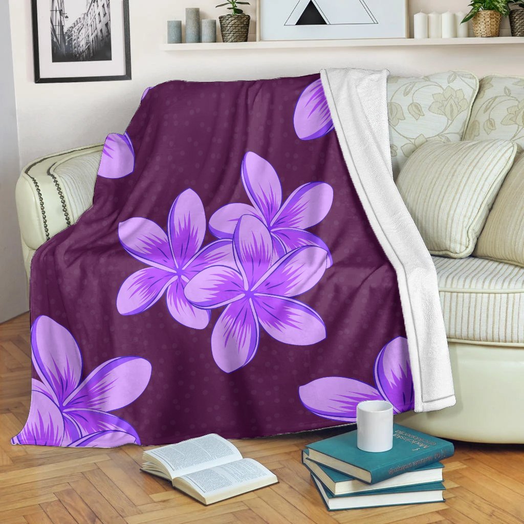 Hawaii Plumeria Simple Premium Blankets - AH White - Polynesian Pride