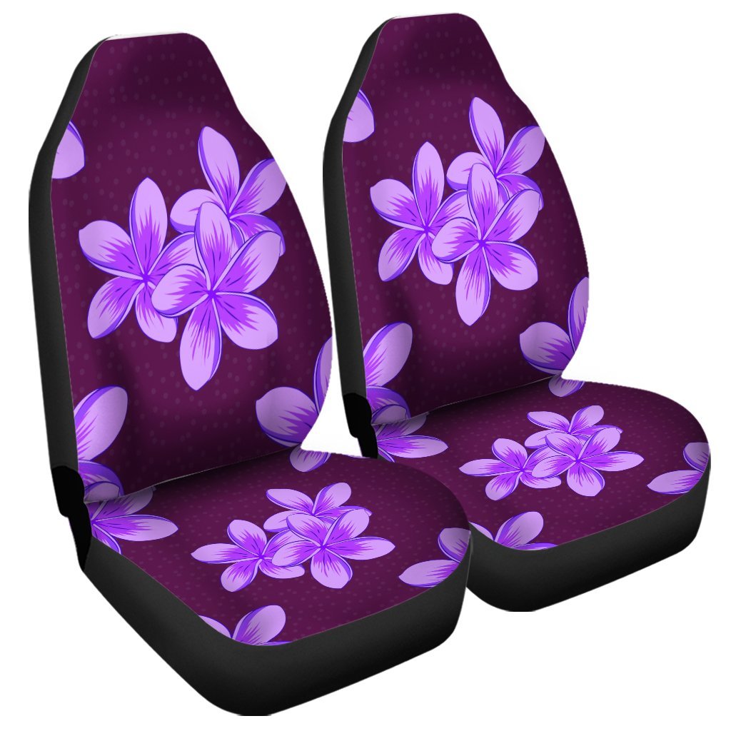 Hawaii Plumeria Simple Car Seat Covers - AH Universal Fit Black - Polynesian Pride