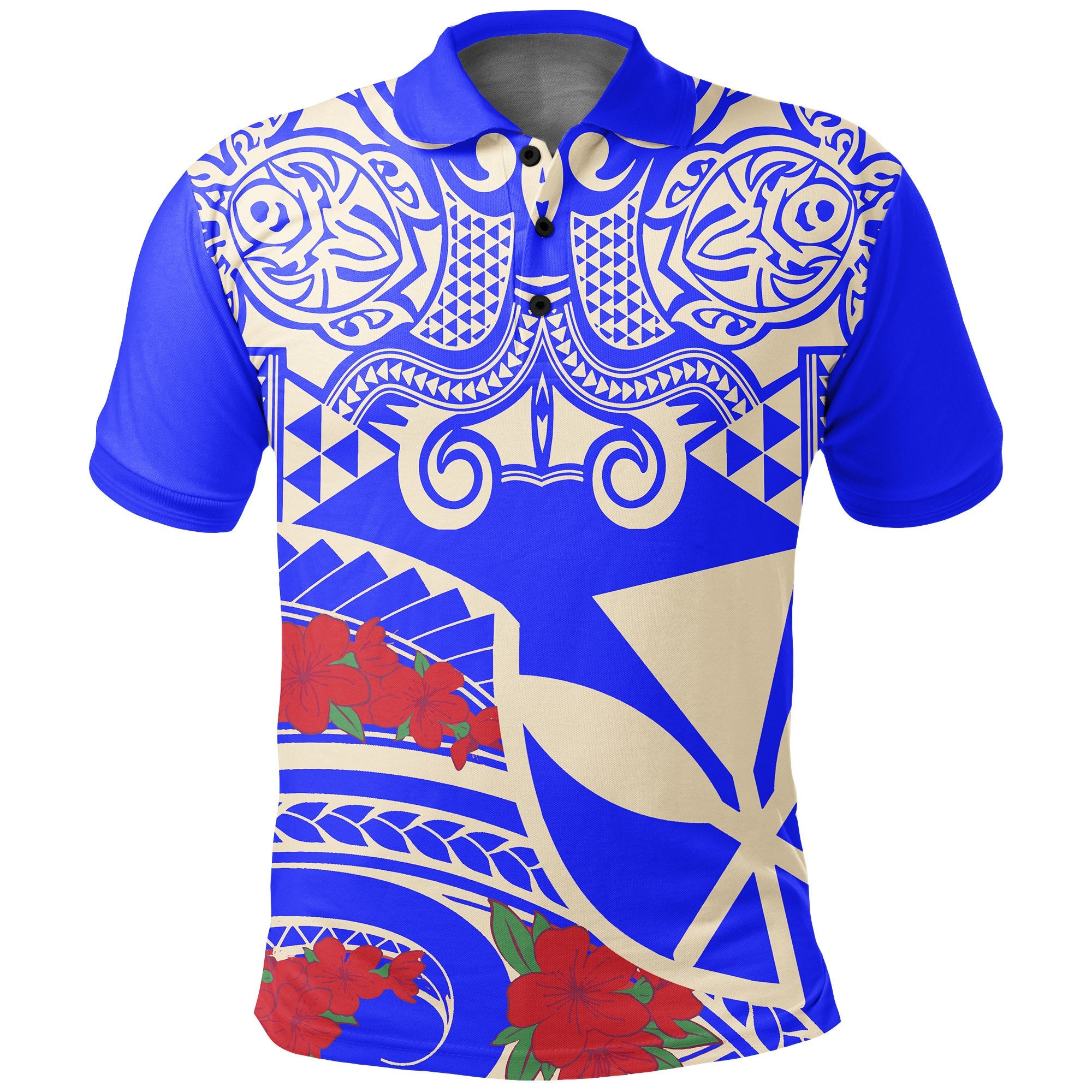 Hawaii Polo Shirt Polynesian Pattern Vintage Style Blue Color Unisex Blue - Polynesian Pride