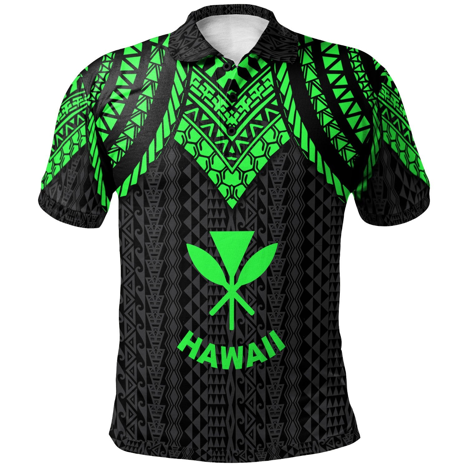 Hawaii Polo Shirt Polynesian Armor Style Green Unisex Green - Polynesian Pride