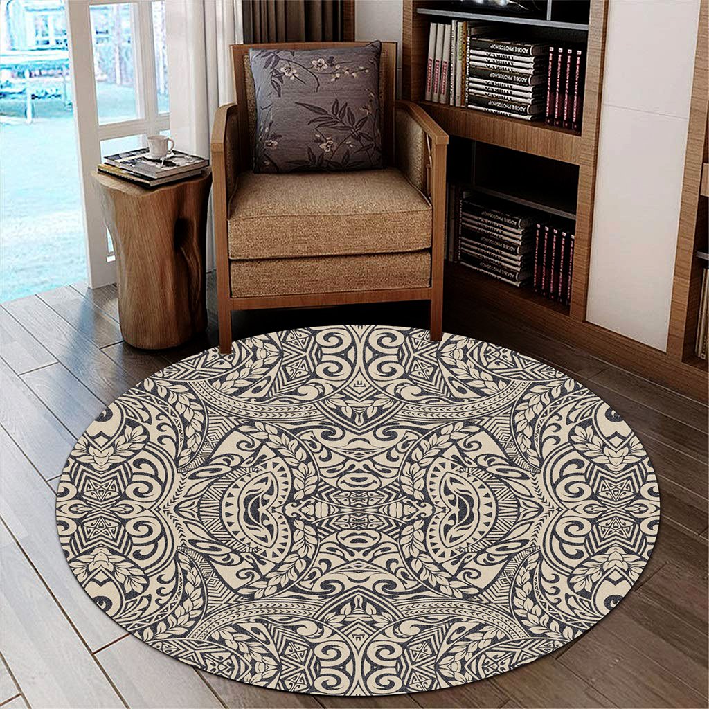 Hawaii Polynesian Culture Old Round Carpet - AH Round Carpet Luxurious Plush - Polynesian Pride