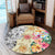 Hawaii Polynesian Flowers Swimming Turtles Round Carpet - AH - Polynesian Pride