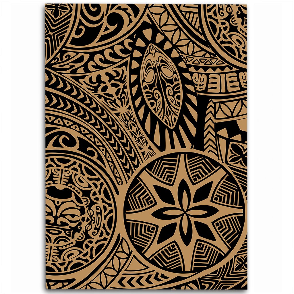 Hawaii Polynesian Hawaiian Style Tribal Tattoo Gold Area Rug - AH Luxurious - Polynesian Pride