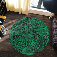 Hawaii Polynesian Hawaiian Style Tribal Tattoo Green Round Carpet - AH - Polynesian Pride