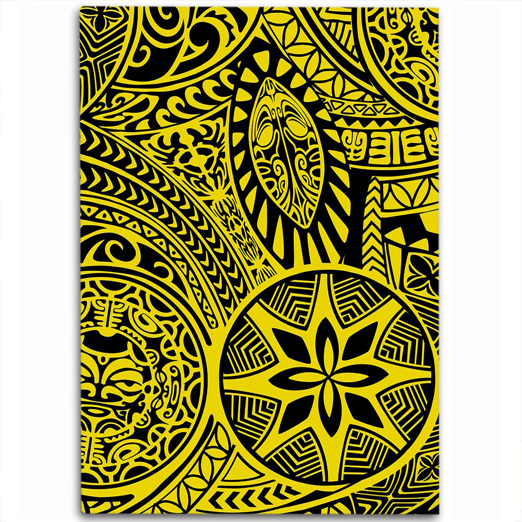 Hawaii Polynesian Hawaiian Style Tribal Tattoo Yellow Area Rug - AH Luxurious - Polynesian Pride