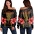 Hawaii Polynesian Hibiscus Animal Women's Off Shoulder Sweater - AH Black - Polynesian Pride