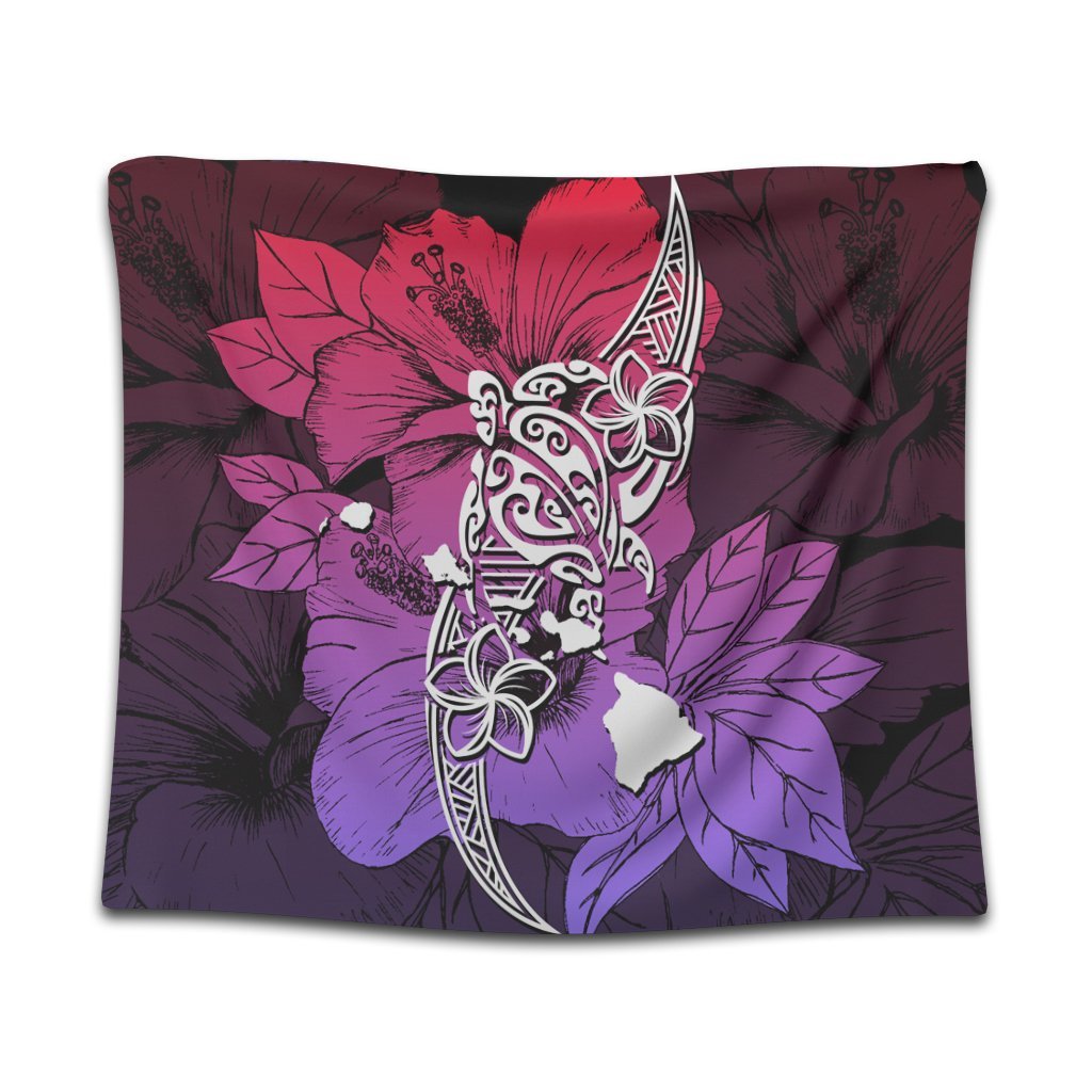 Hawaii Polynesian Hibiscus Sweat Tapestry - AH Wall Tapestry Black - Polynesian Pride