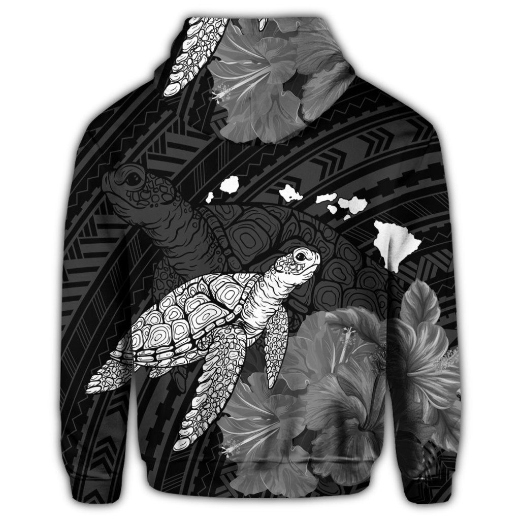 Hawaii Polynesian Hibiscus Turtle Map Zip Hoodie - Polynesian Pride