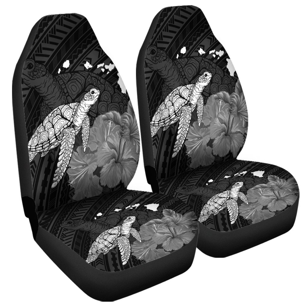 Hawaii Polynesian Hibiscus Turtle Map Car Seat Covers - AH Universal Fit Black - Polynesian Pride