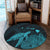 Hawaii Polynesian Hibiscus Turtle Map Round Carpet Blue - AH - Polynesian Pride