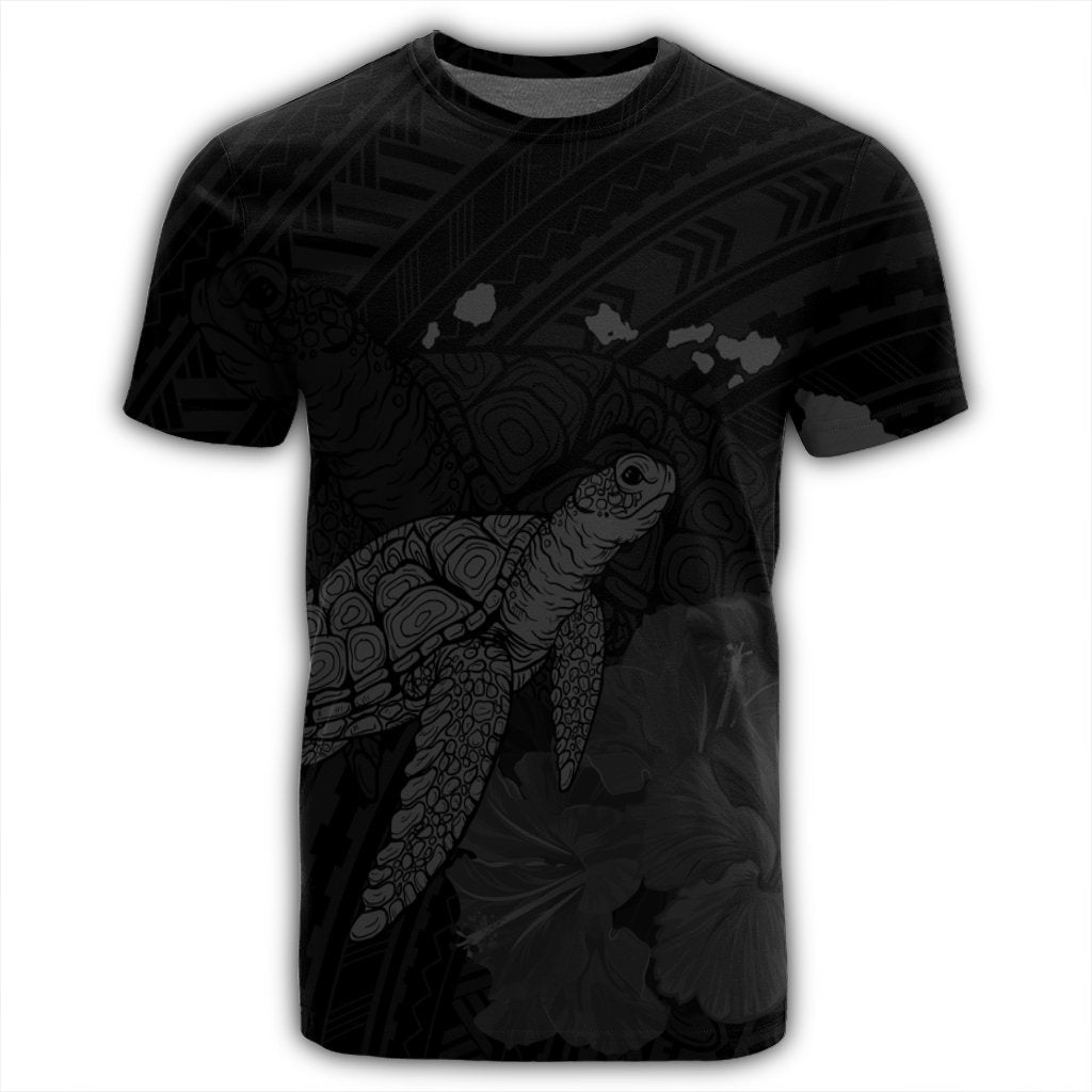Hawaii Polynesian Hibiscus Turtle Map T Shirt Grey - Polynesian Pride