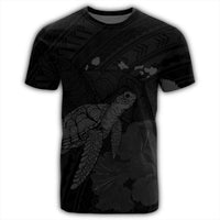 Hawaii Polynesian Hibiscus Turtle Map T Shirt Grey - Polynesian Pride