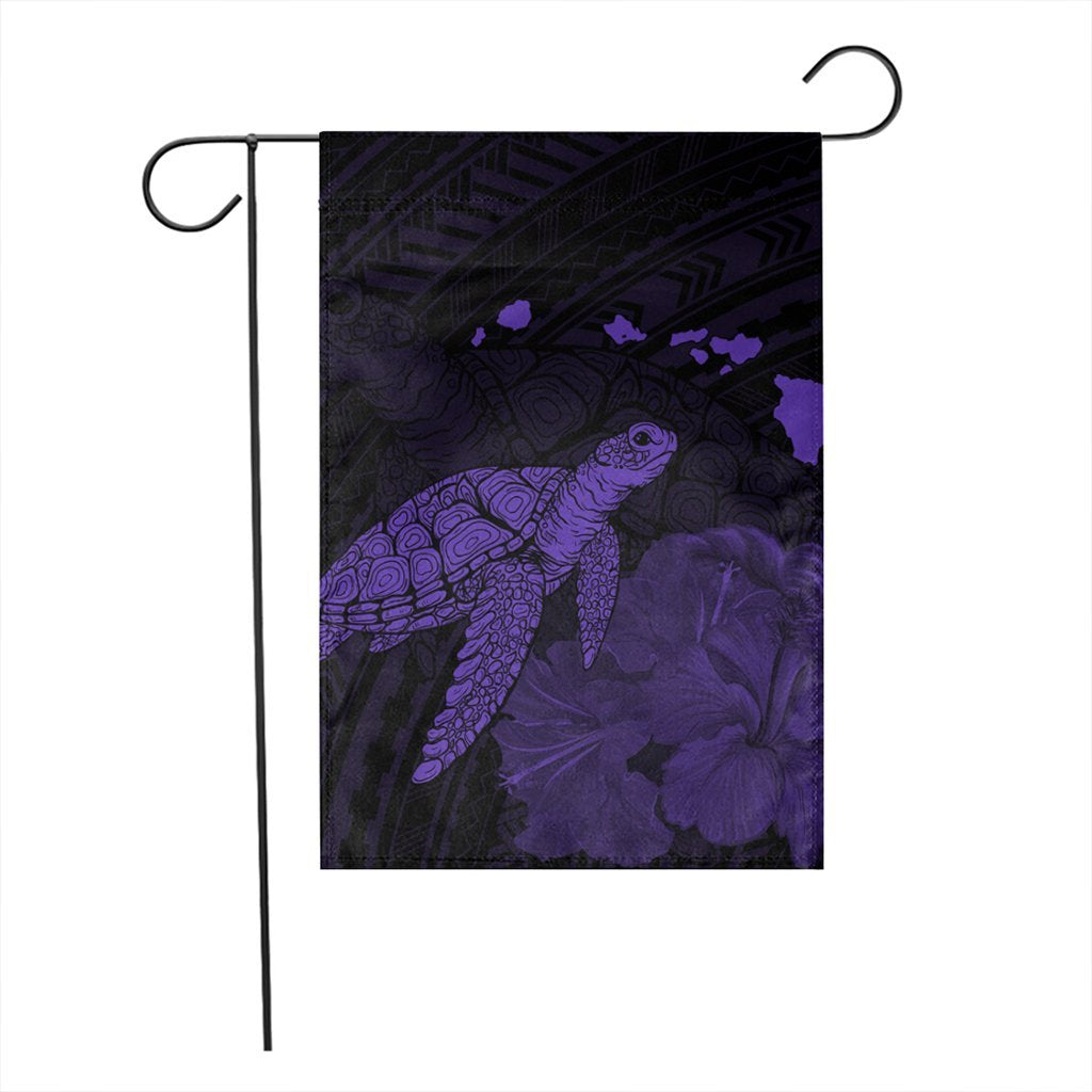 Hawaii Polynesian Hibiscus Turtle Map Flag Purple - AH - Polynesian Pride