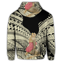 Hawaii Polynesian Hula Girl Wearing Plumeria Zip Hoodie - Polynesian Pride