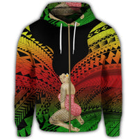 Hawaii Polynesian Hula Girl Wearing Plumeria Zip Hoodie Reggae - Polynesian Pride