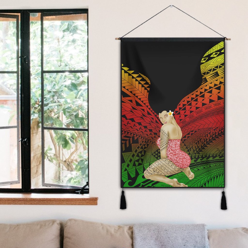 Hawaii Polynesian Hula Girl Wearing Plumeria Hanging Poster Reggae - AH - Polynesian Pride
