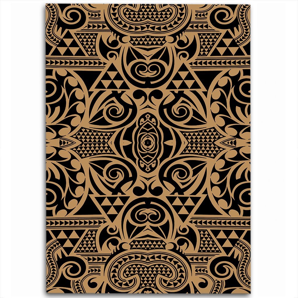 Hawaii Polynesian Kakau Turtle Gold Area Rug - AH Luxurious - Polynesian Pride