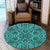 Hawaii Polynesian Kakau Turtle Turquoise Round Carpet - AH - Polynesian Pride