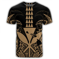 Hawaii Polynesian Kanaka Kakau T Shirt Alan Style Gold - Polynesian Pride