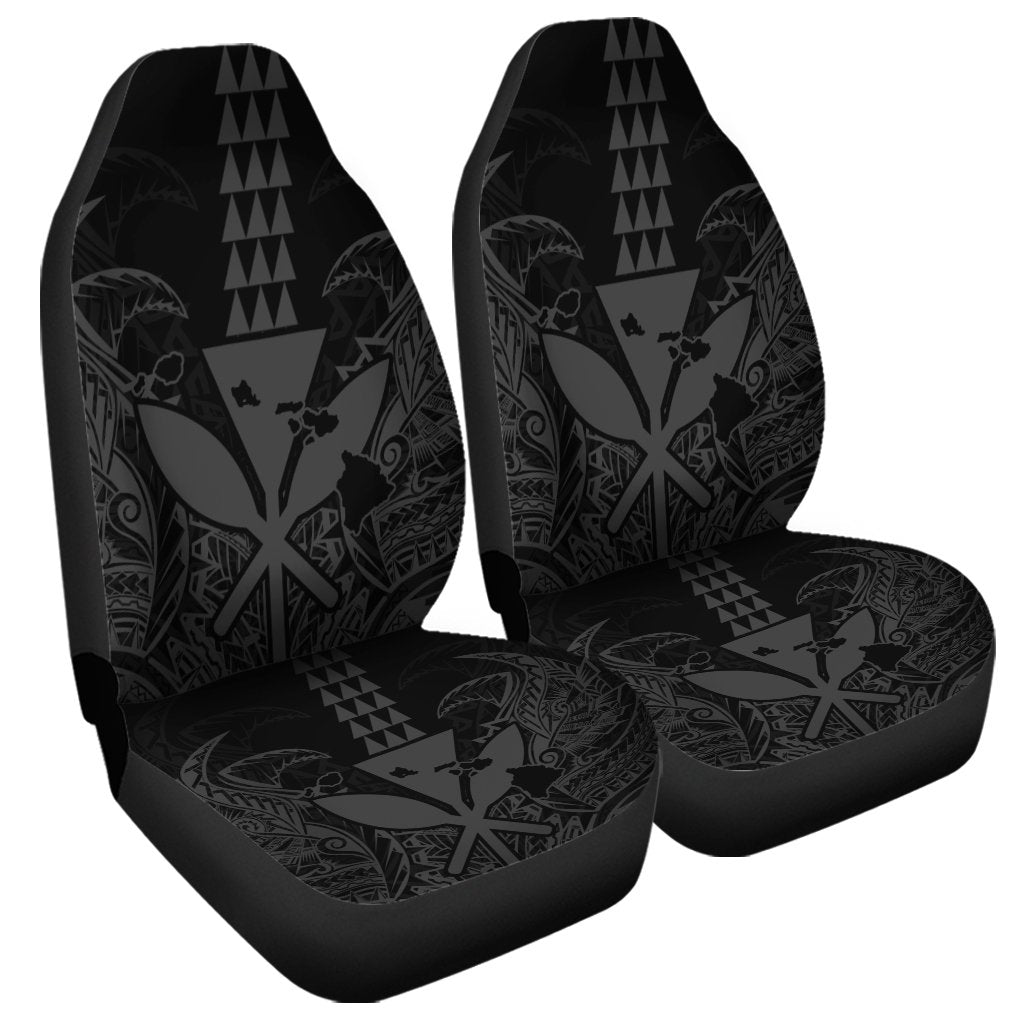 Hawaii Polynesian Kanaka Kakau Car Seat Covers - Alan Style Gray - AH Universal Fit Black - Polynesian Pride