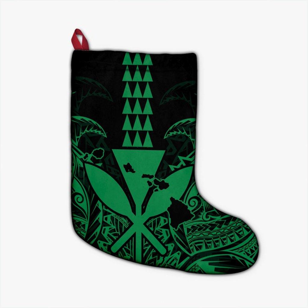 Hawaii Polynesian Kanaka Kakau Christmas Stocking - Alan Style Green - AH Christmas Stocking 26 X 42 cm Black - Polynesian Pride