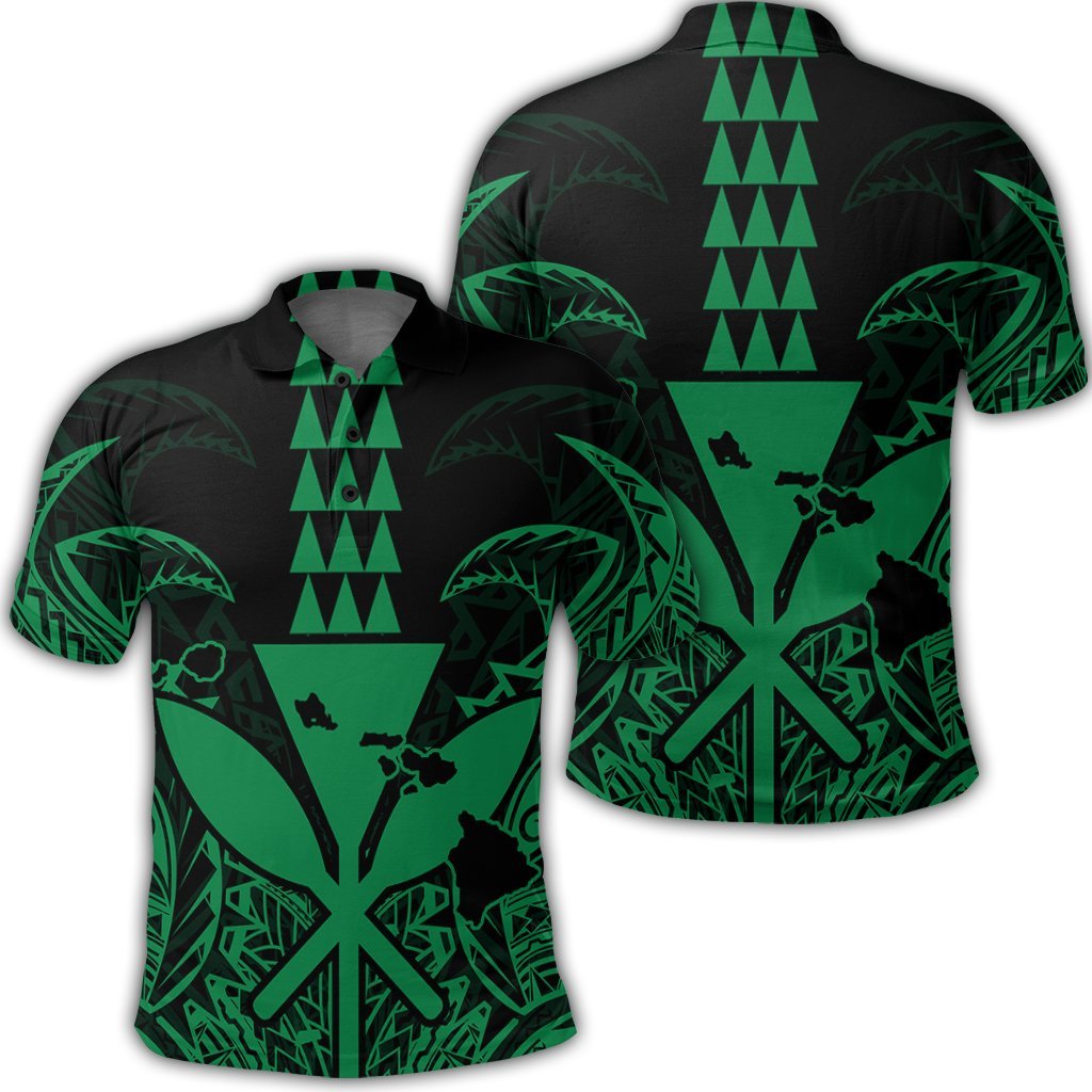 Hawaii Polynesian Kanaka Kakau Polo Shirt Alan Style Green Unisex Black - Polynesian Pride