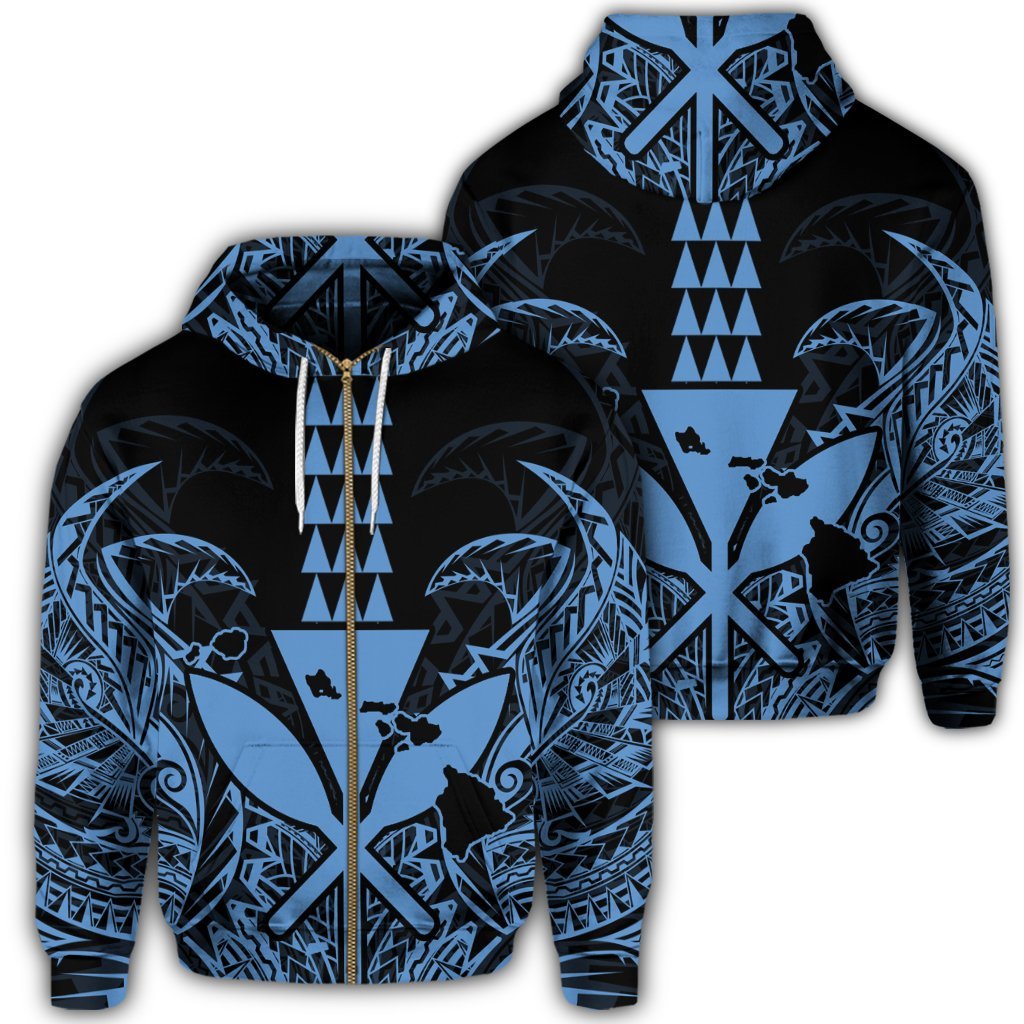 Hawaii Polynesian Zip Hoodie Kanaka Kakau Alan Style Pastel Unisex Art - Polynesian Pride