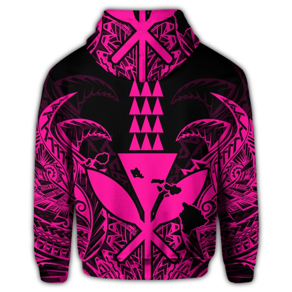 Hawaii Polynesian Zip Hoodie Kanaka Kakau Alan Style Pink - Polynesian Pride
