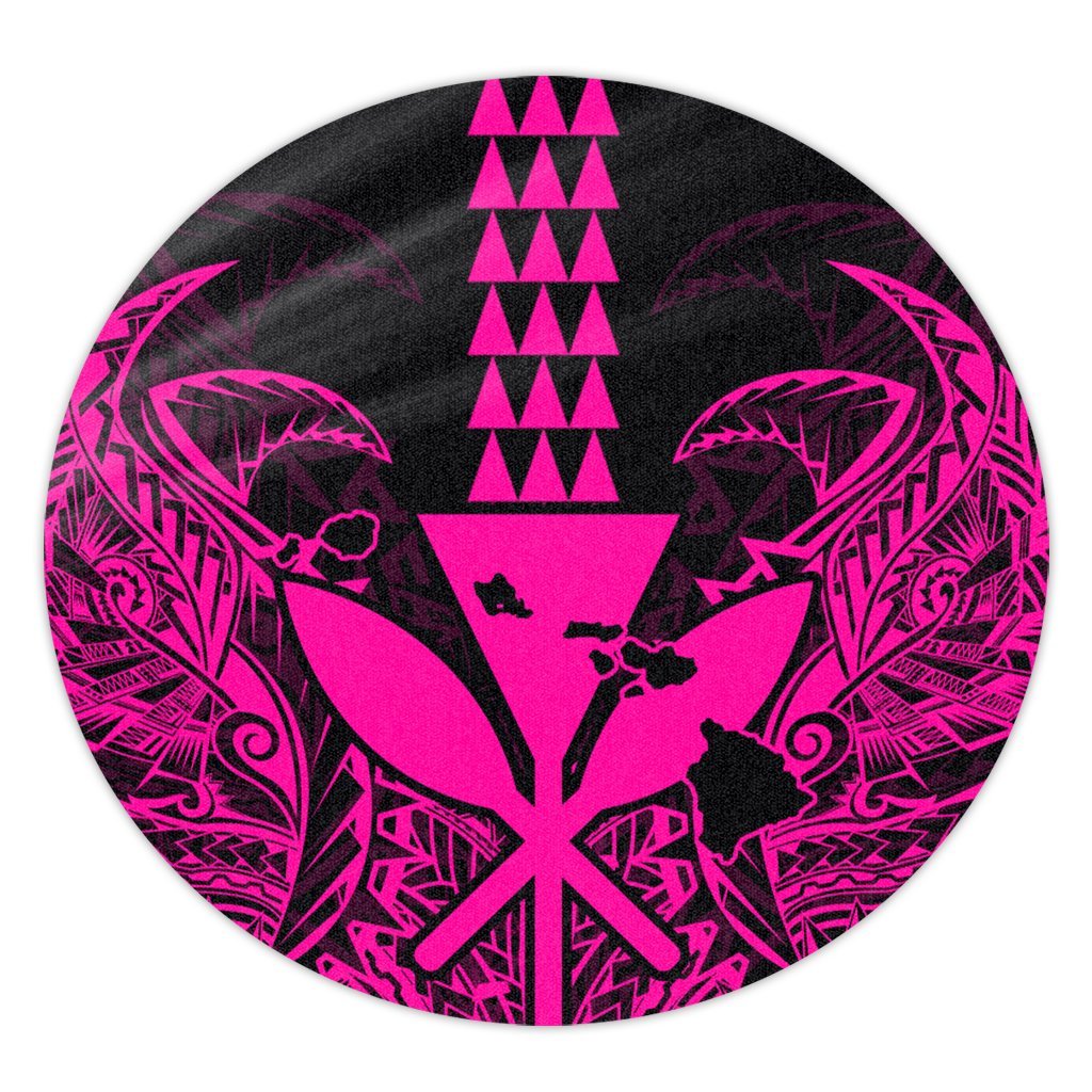 Hawaii Polynesian Kanaka Kakau Round Carpet - Alan Style Pink - AH Round Carpet Luxurious Plush - Polynesian Pride