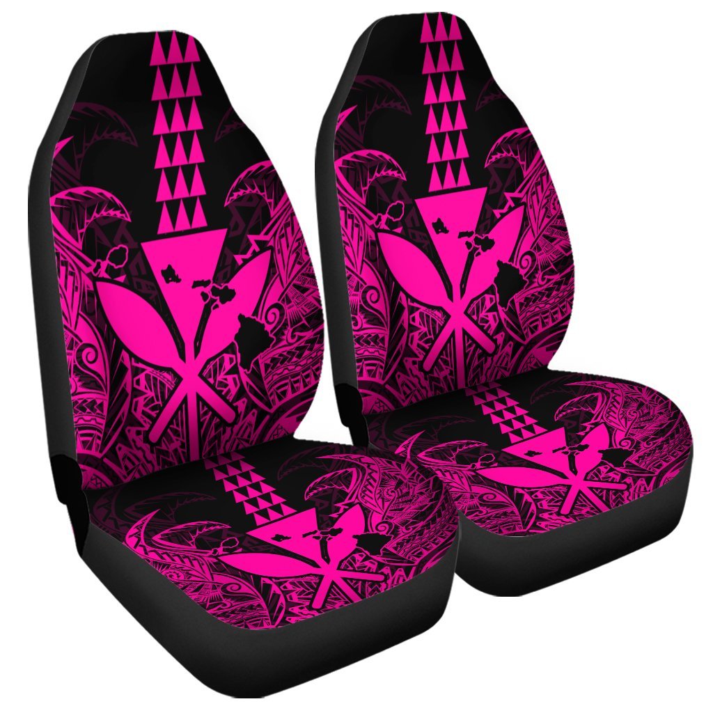 Hawaii Polynesian Kanaka Kakau Car Seat Covers - Alan Style Pink - AH Universal Fit Black - Polynesian Pride