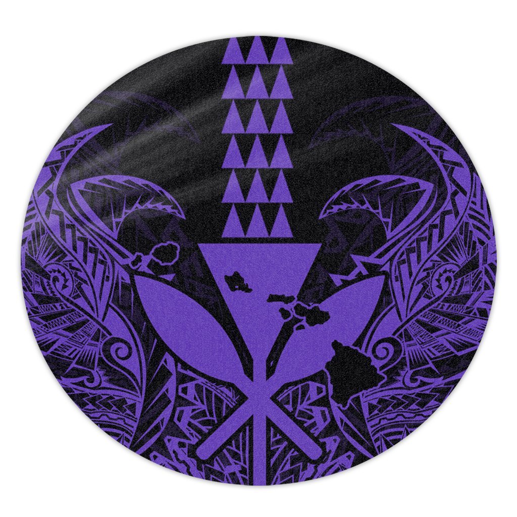 Hawaii Polynesian Kanaka Kakau Round Carpet - Alan Style Purple - AH Round Carpet Luxurious Plush - Polynesian Pride