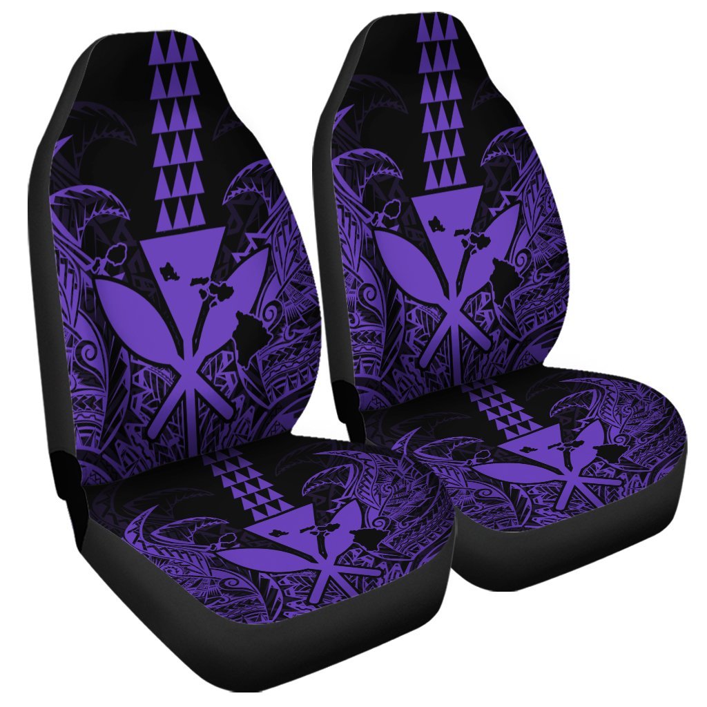 Hawaii Polynesian Kanaka Kakau Car Seat Covers - Alan Style Purple - AH Universal Fit Black - Polynesian Pride