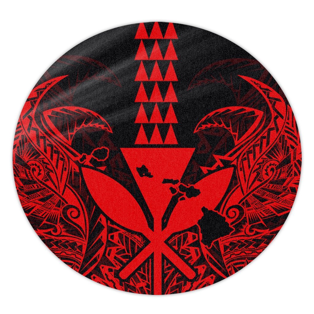 Hawaii Polynesian Kanaka Kakau Round Carpet - Alan Style Red - AH Round Carpet Luxurious Plush - Polynesian Pride