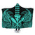 Hawaii Polynesian Kanaka Kakau Hooded Blanket - Alan Style Turquoise - AH Hooded Blanket White - Polynesian Pride