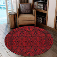 Hawaii Polynesian Lauhala Mix Red Round Carpet - AH Round Carpet Luxurious Plush - Polynesian Pride