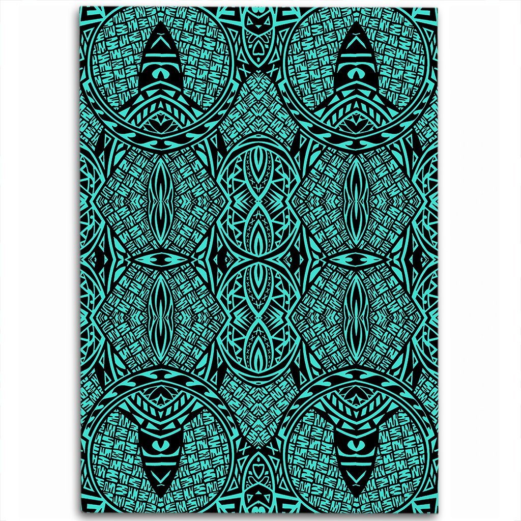 Hawaii Polynesian Lauhala Mix Turquoise Area Rug - AH Luxurious - Polynesian Pride