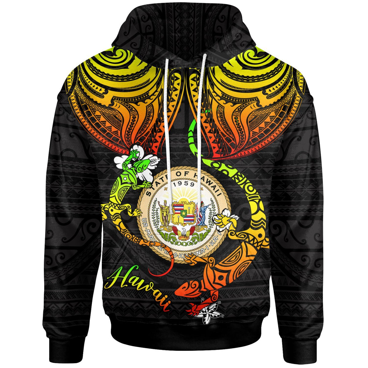 Hawaii Hoodie Lizard Good Chest Unisex Reggae - Polynesian Pride
