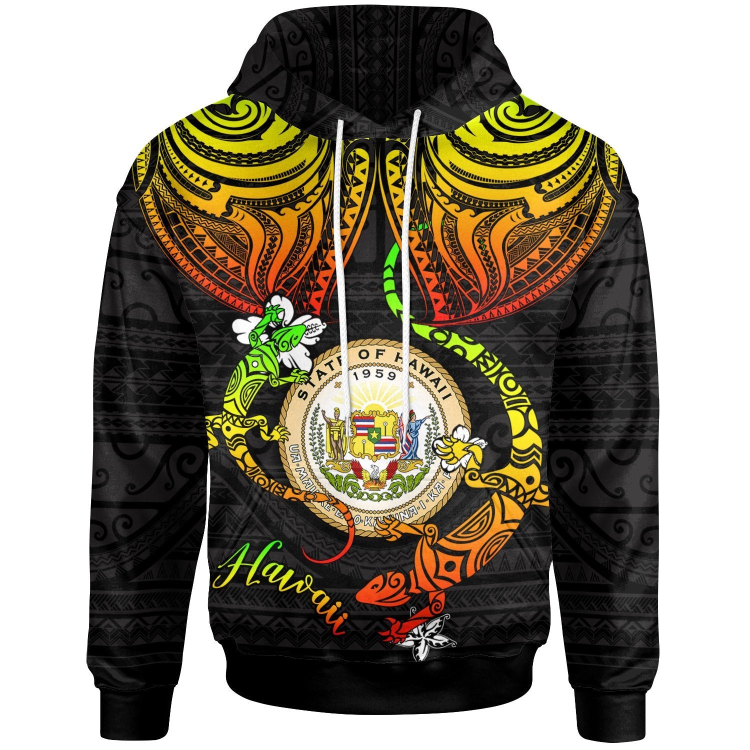 Hawaii Hoodie Lizard Good Chest Unisex Reggae - Polynesian Pride