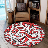 Hawaii Polynesian Maori Ethnic Ornament Red Round Carpet - AH Round Carpet Luxurious Plush - Polynesian Pride